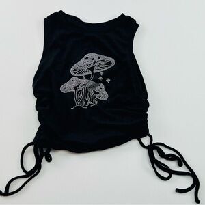 Rhinestone Mushroom Side-Tie Crop Tank Festival Top